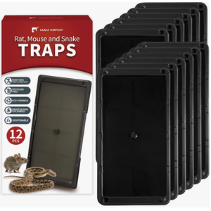 LULUCATCH Super Glue Traps 12 Pack for Mice & Snakes, Larger, Heavier Sticky Traps with NonToxic Glue. Sticky Mouse Traps Indoor, Easy to Set, Pet Safe Pest Control