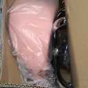 KKTONER PU Leather Round Rolling Stool with Back Rest Height Adjustable Swivel Drafting Work SPA Task Chair with Wheels Pink