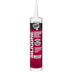 DAP 100% Silicone Rubber Kitchen, Bath & Plumbing Bath Sealant, White, 9.8 Oz (7079808640)