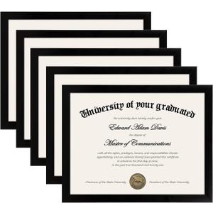 upsimples Certificate Frame with High Definition Glass, 8.5 by 11 Picture Diploma Document Frames for Wall and Tabletop, Black 5 Pack