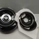 Stove Burner Covers W10288051 Burner Drip Pans -2 Packs 6 W10290353 Black Porcelain Burner Pans and 8" W10290350 Stove Top Covers for Electric Stove by Sikawai