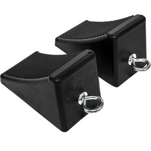 MaxxHaul 50011 Heavy-Duty Rubber Wheel Chocks with Eyebolt, Anti-Slip Design for Trailers, RVs, and Trucks (6.5" x 3.75" x 4") - 2 Pack