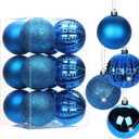 3.15" Navy Blue Christmas Ornaments 12 Pcs Shatterproof Christmas Ball Ornaments Set Large Blue Ornament for Xmas Tree Halloween Holiday Party