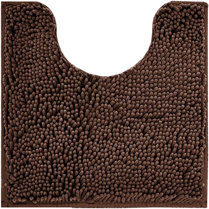 Reyox Chenille Bath Mat, Toilet Rugs U Shaped, Soft Plush Bath Bathroom Rug, Absorbent Shaggy Bathroom Contour Rug Brown 2 19.7"x15.7"
