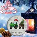 2025 Baby's First Christmas Ceramic Ornament, Keepsake Infant Memory Xmas Tree iday Decor Baby Milestone, Green Tractor (C22)