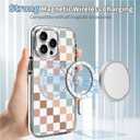 for iPhone 14 Pro Case [Compatible with Magsafe],Girls Women Clear Magnetic Case Silicone Shockproof Protective Cover with Pattern Colorful Checkerboard