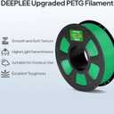 DEEPLEE PETG PRO Filament 1.75mm Grey 1KG, 1.75mm PETG 3D Printer Filaments Enhanced Toughness and Weather Resistance, Fit for Most FDM 3D Printers