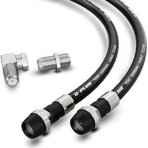 G-PLUG RG6 Coaxial Cable 50FT  Quad Shielded, Waterproof, 75 Ohm with F-Type Connectors, High-Performance for HDTV, Satellite, Internet & Outdoor Use