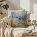 Christian Jesus and Lamb Easter Pillow Cover 18x18, Religious Easter Decor, Jesus Leaves The 99 Sheep Decorative Throw Pillow Cover Case for Prayer Home Bed Couch Sofa Living Room