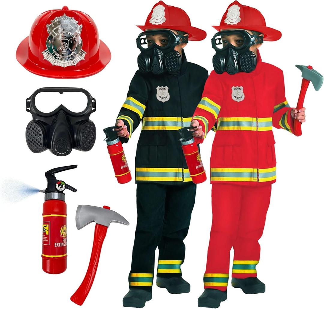 Morph Firefighter Costume for Kids (2 Colors) - Boys Fireman & Fire Fighter Costume for Halloween (Large, Red)