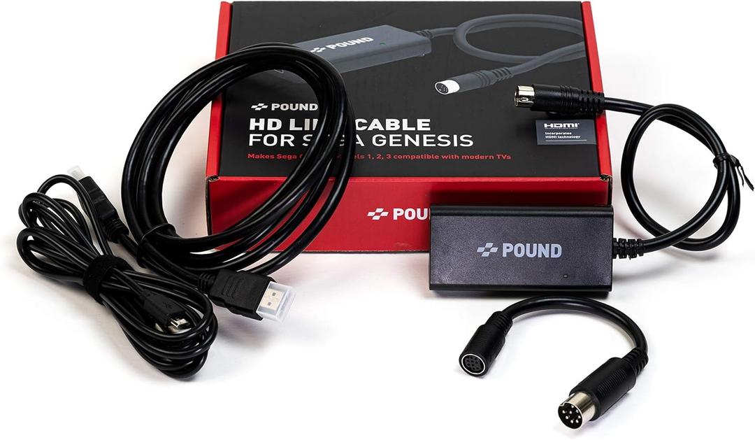 POUND HD Link Cable Compatible with Sega Genesis - HDMI Cable with RGB Picture Quality, 720p Resolution, Plus Micro USB Cable for Boosted Power