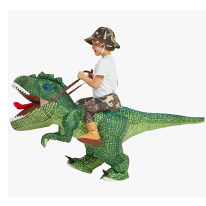One Casa Inflatable Costume Dinosaur Riding T Rex Air Blow up Funny Party Halloween Costume for Kids 7-10 Yrs