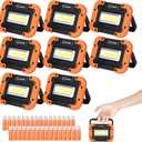 KunHe 4 Pack Magnetic Battery Powered Work Light 500 Lumen Portable Work Light IPX4 Waterproof 180 Rotating Bracket (32 AA Alkaline Batteries Included) for Camping Car Repair Emergency