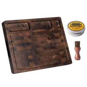 THETCHRY Walnut Cutting Boards For Kitchen, End Grain Wooden Cutting Board with Handle, Chopping Board Double Sided Charcuterie Boards For Meal Prep & Serving with Gift BoxBlack Walnut17X13 X1