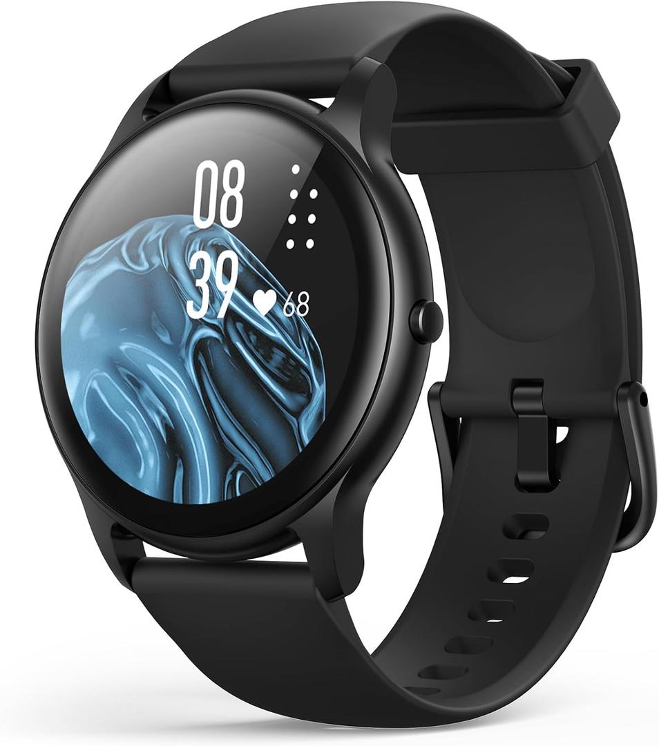 AGPTEK Smartwatch, Waterproof Smart Watch for Android and iOS Fitness Tra Black