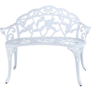 Patio Balcony Bench Double Seat, Anti-Rust Cast Aluminum Patio Garden Bench for Park Yard Outdoor Furniture White.1, 32.28 inches x 19.09 inches x 31.5 inches