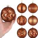 6 Pcs Extra Large Mercury Christmas Ball Ornaments 4" Bronze Christmas Hanging Ornaments Plastic Shatterproof Glitter Winter Vintage Mercury Balls Xmas Tree Decorations for Xmas