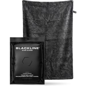 Blackline 24"x36" Twisted-Loop Car Drying Towel, 1300GSM, Streak Free, Lint Free, Reusable - Car Accessories, Microfiber Cleaning Cloth for Car, Truck, SUV - One Pass is All You Need (Charcoal Grey)