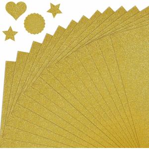 TaoBary 120 Sheets A5 Gold Glitter Cardstock, No Shedding Shiny Glitter Paper Cardstock 250 Gsm, Sparkly Paper for Arts Crafts Scrapbooking Card Making DIY Projects