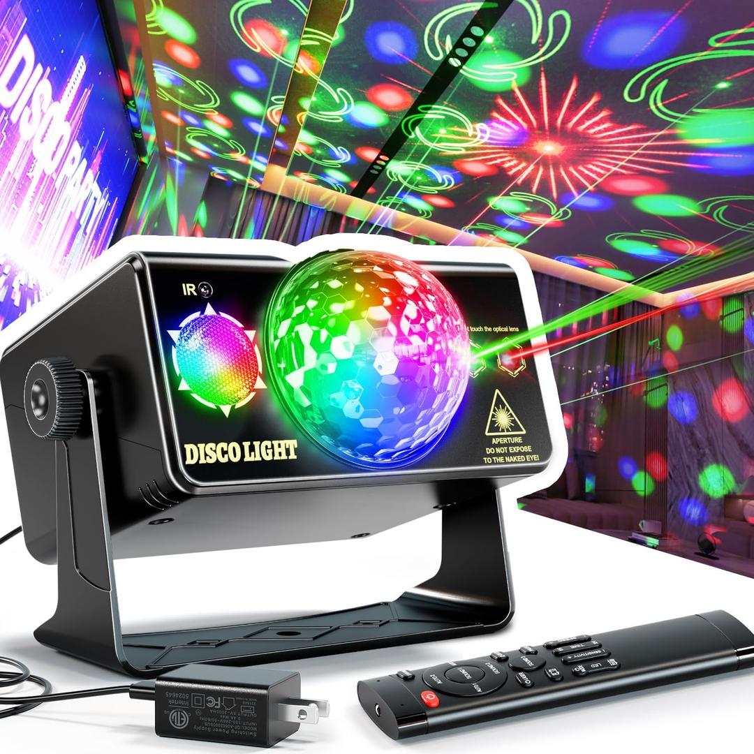 Party Lights Dj Disco Ball Light Strobe LED Stage Lighting Sound Activated  with Cool Colorful Patterns + Upgrade Remote Control, Super Fun Show for Dance Music Xmas Bar Club Birthday Holiday