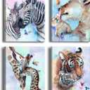Nursery Wall Art: Framed Baby Animal & Mom Watercolor Prints (6pcs, 8"x10")
