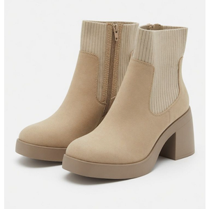 SM New York Klarisa Taupe Ankle Boots, Size 6.5