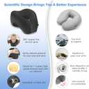 jiaao Neck Pillow Airplane, Memory Foam Travel Neck Pillows for Long Flight, 3D Eye Masks, Ear Plugs and Portable Drawstring Bag, Napping Pillow for Home, Road Trips, Sleep Rest and Travel Use