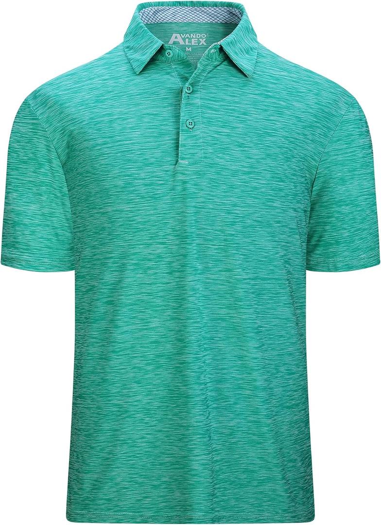 Alex Vando Mens Golf Shirt Moisture Wicking Quick-Dry Short Sleeve Casual Polo Shirts for Men (4X-Large, Dk Green)