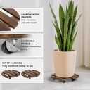 2 Pack Plant Stand Indoor and Outdoor, 12IN Premium Wooden Plant Caddy with Wheels, Heavy Duty Plant Stands with 360° Lockable Wheels, Classic Plant Cart