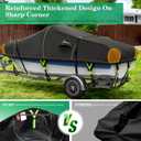 UIRWAY 1200D Heavy Duty Waterproof V-Hull Boat Cover, 22-24ft Trailerable with Night Safety Reflective Strips, UV Resistant Marine Grade for Bass Boat, Runabout, Tri-Hull, Fish & Ski, Bowrider - Black
