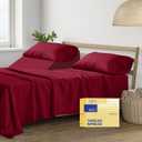 THREAD SPREAD 100% Egyptian Cotton Split King Sheets Sets For Adjustable Bed - 600 Thread Count 5 PC Top Split King Sheets, 16" Deep Pocket Soft Cooling Sheets For Split King Adjustable Bed - Burgundy