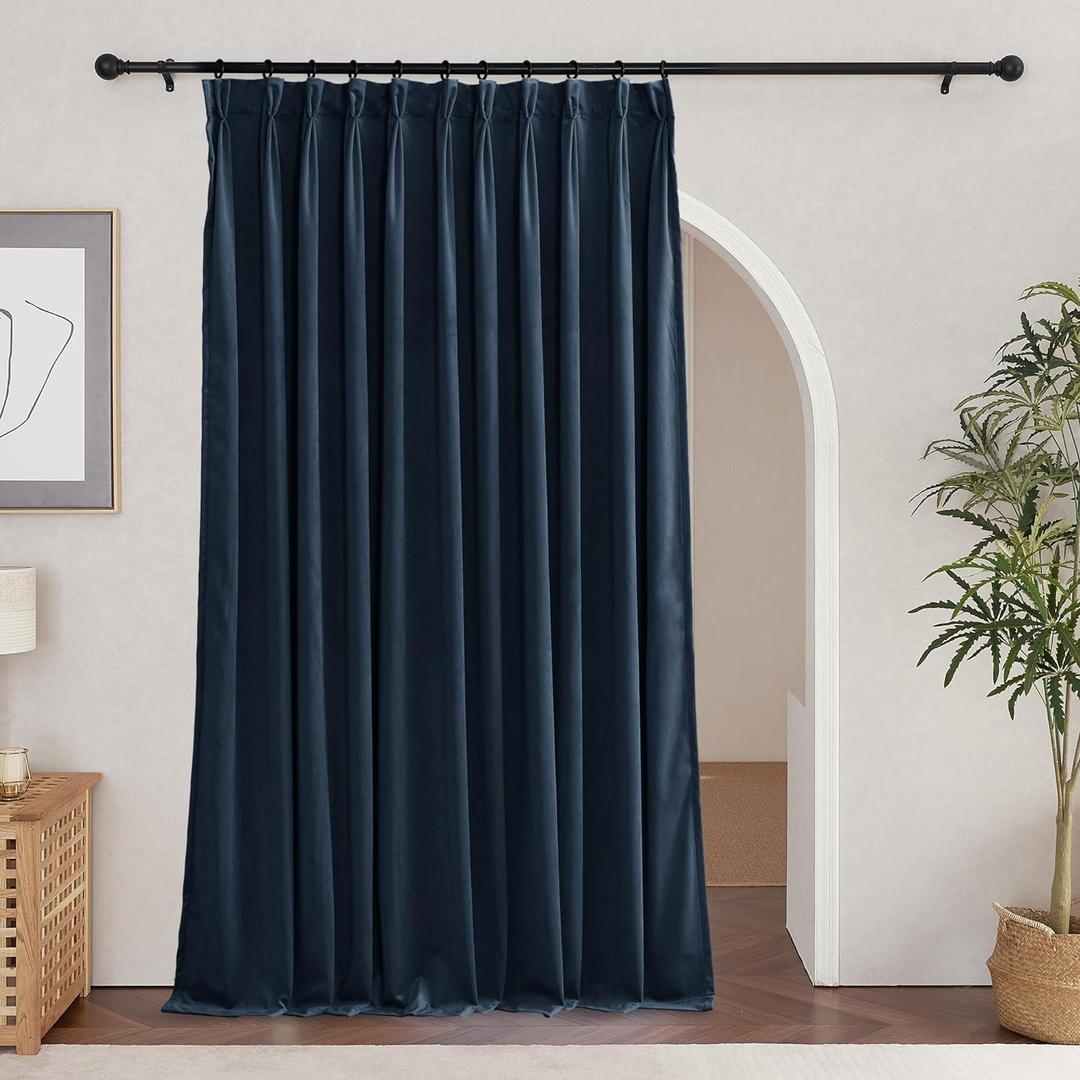 RYB Home Navy Blue Pinch Pleated Curtains, Floor to Ceiling Blackout Thermal Insulated Noise Reducing Drapes for Living Room Home Office, W66 x L108 inches, 2 Panels (66"W x 108"L (Pack of 2))