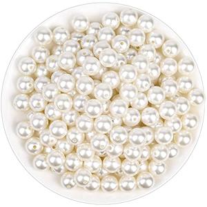 Pearl Beads for Craft, Anezus 200pcs Ivory Faux Fake Pearls, 12 MM Sew on Pearl Beads with Holes for Jewelry Making, Bracelets, Necklaces, Hairs, Crafts, Decoration and Vase Filler
