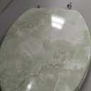 Elongated Toilet Seat Natural Wood Toilet Seat with Zinc Alloy Hinges, Easy to Install also Easy to Clean, Anti-pinch Marble Toilet Seat by Angol Shiold (Elongated, Green Marble)