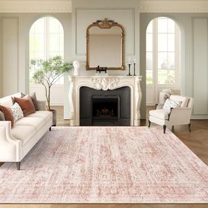 6x9 Area Rug for Living Room Washable Non-Slip Modern Rugs for Bedroom Dining Room Ultra-Thin Indoor Pink Rug