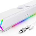 LENRUE G11 Computer Speakers for Desktop, Touch Lights PC Speakers with Surge Clear Sound, USB C/USB Powered for Computer Desktop PC Laptop Monitor (White)