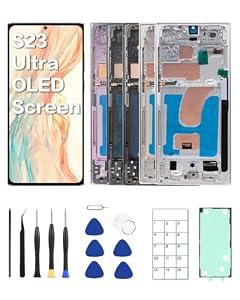 US Version for Samsung S23 Ultra Screen Replacement for Galaxy S23 Ultra 5G with Frame & Fingerprint Sensor – Includes Full Tool Kit & Installation Guide