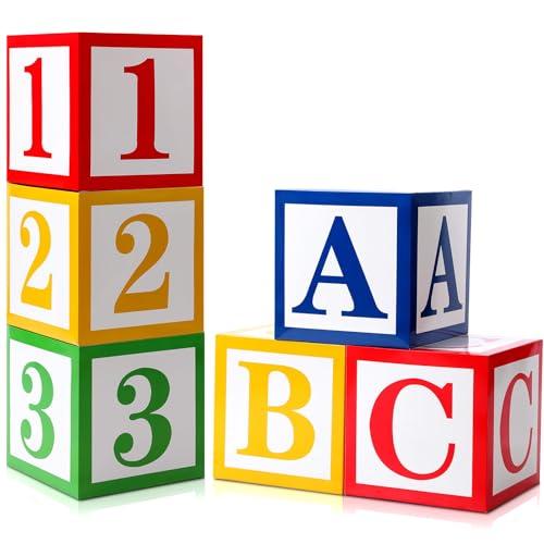 Kolldenn 6 Pcs Abc 123 Party Decorations Trunk or Treat Decoration Abc Alphabet Party Favor Balloon Box Inspire Cartoon Story Decor for School Graduation Birthday Celebration Baby Shower