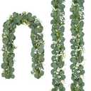 CQURE 3 Pack 5.9Ft Eucalyptus Garland,Artificial Eucalyptus Flowers Leaves Table Greenery Garland Wreath Vines for Wedding Party Table Fireplace Bedroom Wall Room Decor