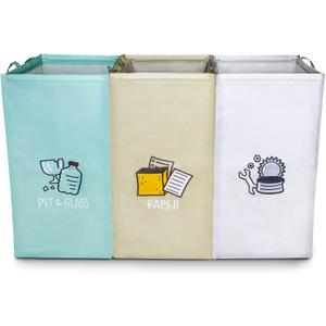 Recycling Bags, Separate Recycling Waste Bin Bags for Kitchen Home and Recycle Bin Combo, Reusable Waterproof, Kitchen & Christmas Gifts for Woman,42 Gallon,3Pack (Lavender + Light brown + Blue)