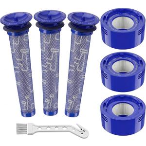 6 Pack Vacuum Filter Replacement Kit for Dyson V7, V8 Animal and V8 Absolute Cordless Vacuum, 3 Post Filter, 3 Pre Filter, Replaces Part # 965661-01 & 967478-01