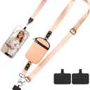 Phone Lanyard Crossbody Wrist Strap, Clip and Go Strap for Phone with Wallet Crossbody, Adjustable Phone Strap Compatible with All Phones (Peach)