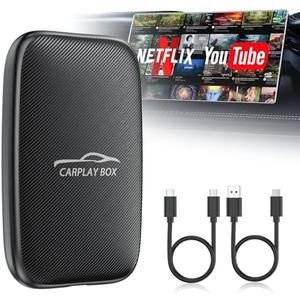 6-in-1 Magic Video Box for Netflix/YouTube, Wireless CarPlay Adapter & Android Auto Wireless Adapter Convert Wired to Wireles Carplay Dongle for OEM Wired CarPlay Cars, TF Card Playback, Plug & Play