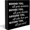 Graduation Quote Wood Box Sign Decor Desk Sign Positive Behind You All Your Memories Wooden Box Black Sign Rustic Home Shelf Wall Decoration Grad Gift (black)