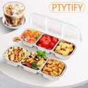 Stainless Steel Snack Containers with Lids, 2 Pack Grab and Go Metal Snack Containers, 3 Compartment Reusable Stainless Steel Snack Box for Food Lunch Meal Prep (3+2 Compartment 2 PCS)