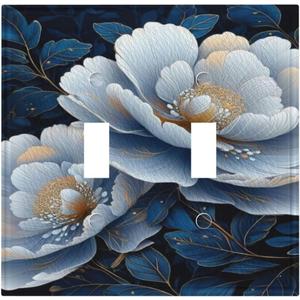 Decorative Art Light Switch Covers Gorgeous Flowers 2 Gang Double Toggle Wall Plate Decorative Switchcover Electrical Switchplate, 5x4.9IN