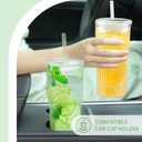 Luiaiog Glass Cups with Lids and Glass Straws, High Borosilicate 20OZ Tumblers for Coffee, Tea, Juice, Smoothies, Hot/Cold Drinks at Home, Office