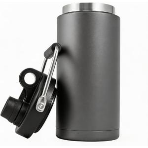 Kerilyn Insulated Half Gallon Jug with Handle, 64oz Stainless Steel, Large Double Vacuum Water Bottle for Hot & Cold Drinks, Wide Mouth, Sweat Proof, Great for Travel, Camping, Grey (Gray)