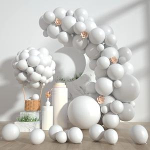 Styirl White Party Latex Balloons - 100 pcs 5/10/12/18 inch Balloons for Birthday, Christmas, Graduation, Baby Shower, Wedding, Party Decorations