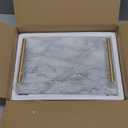 DEAYOU Decorative Tray with Gold Handles, Natural Marble Stone Tray, 12" Nightstand Serving Tray with Metal Handle, Perfume Tray Pastry Food Board for Bathroom, Vanity, Coffee Table, Desk, White